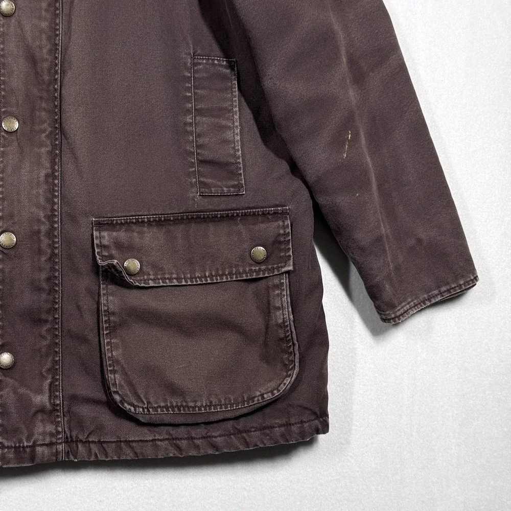 Lands End Jacket Men XL Tall Chore Coat Barn Field Canvas Quilted Workwear Brown